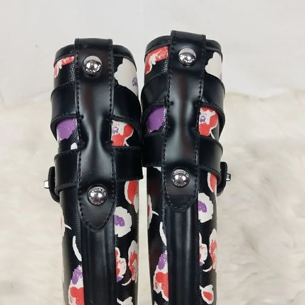 COACH Q8010 TRISHA II Black and Floral Canvas Rubb